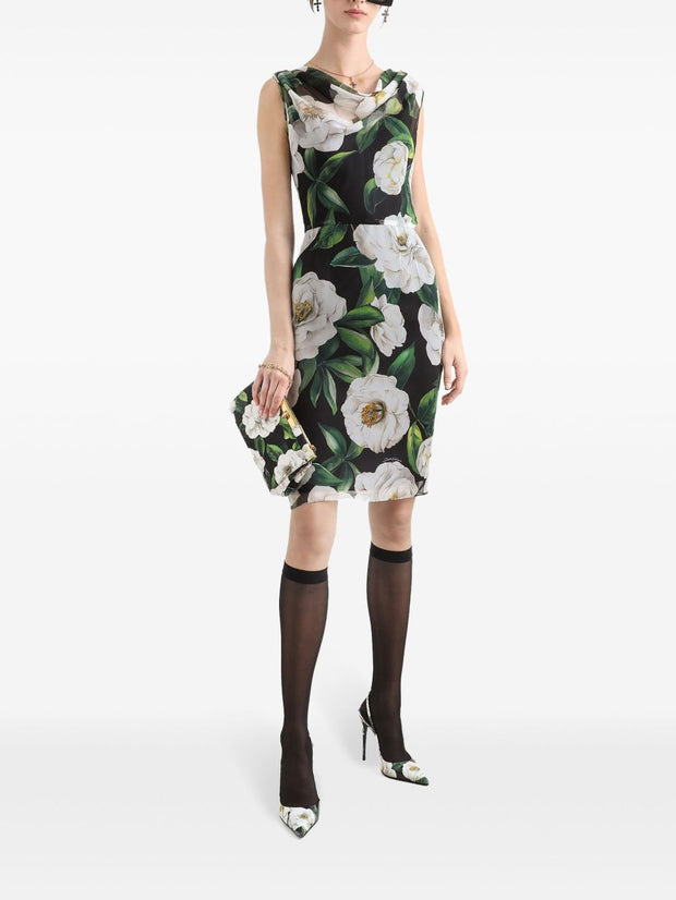 Dolce & Gabbana Printed Silk Dress - Black