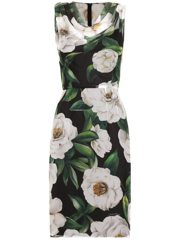 Dolce & Gabbana Printed Silk Dress - Black