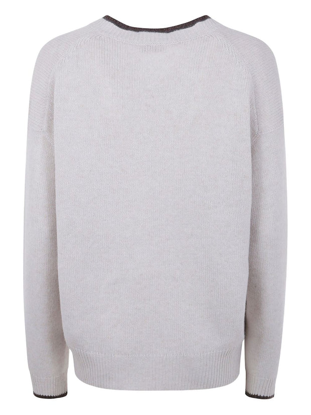 Brunello Cucinelli Cashmere V-necked Sweater - Ivory