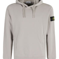 Stone Island Logo Cotton Hoodie - Light Grey