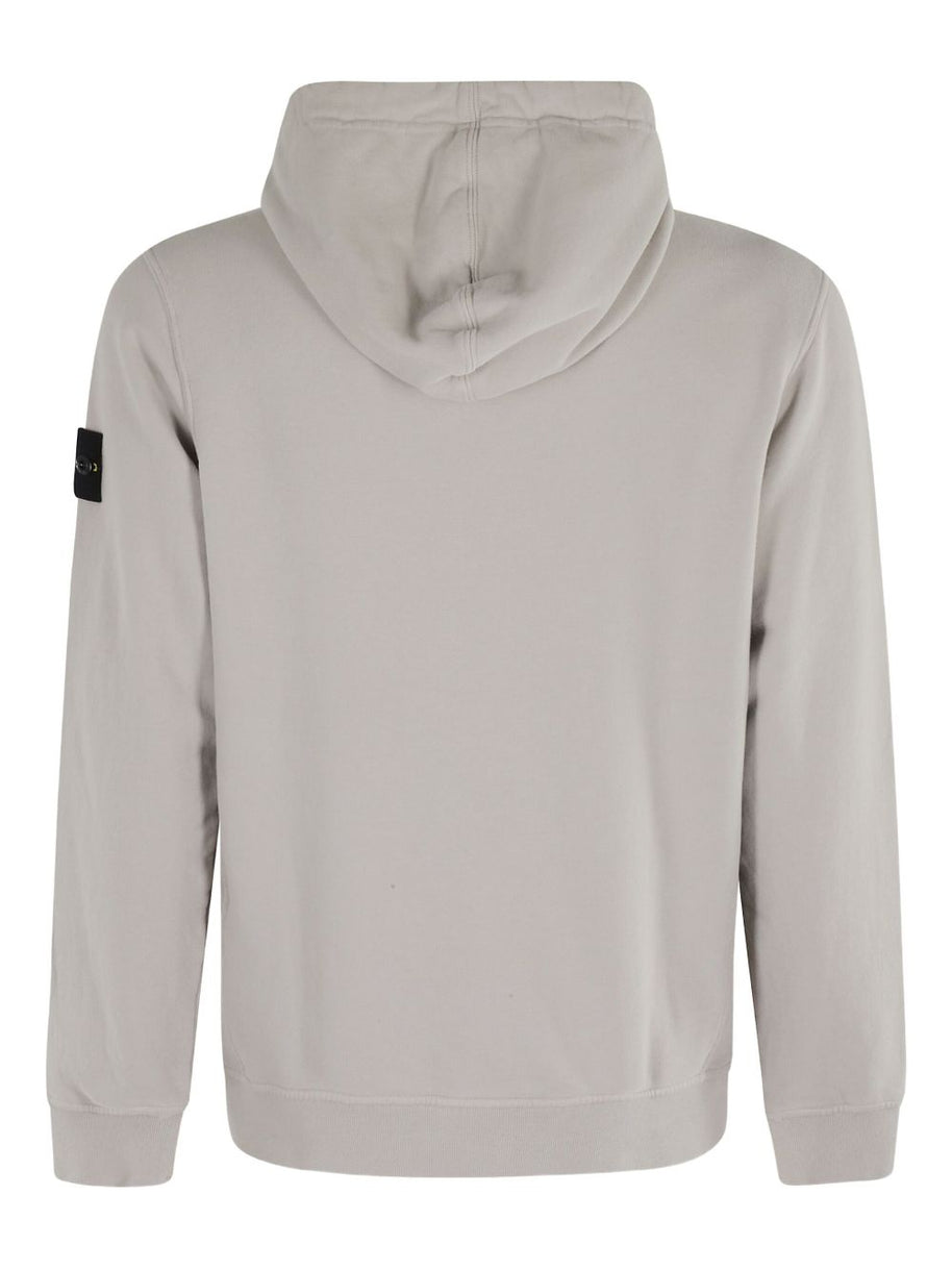 Stone Island Logo Cotton Hoodie - Light Grey