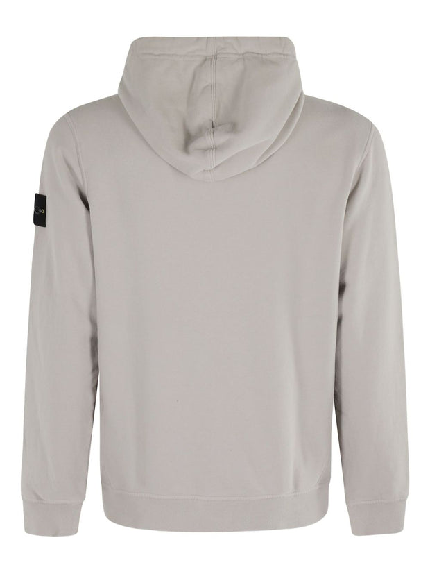 Stone Island Logo Cotton Hoodie - Light Grey
