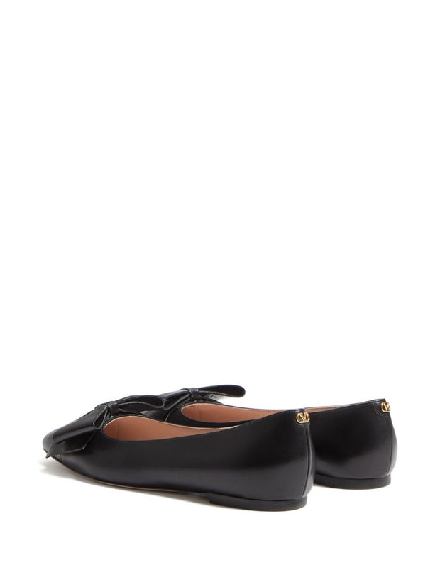Valentino Garavani Bowow Leather Ballet Flats - Black