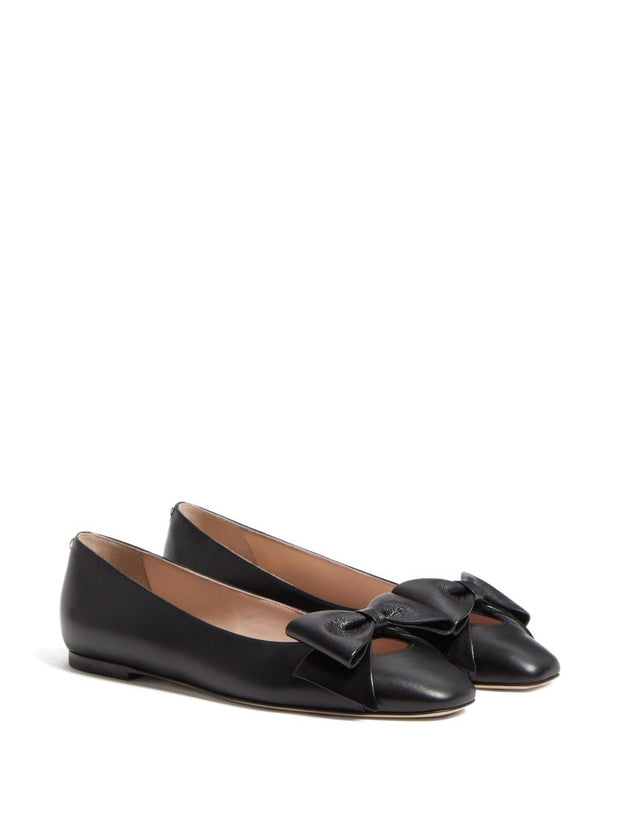 Valentino Garavani Bowow Leather Ballet Flats - Black