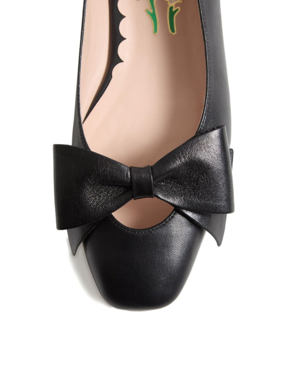 Valentino Garavani Bowow Leather Ballet Flats - Black