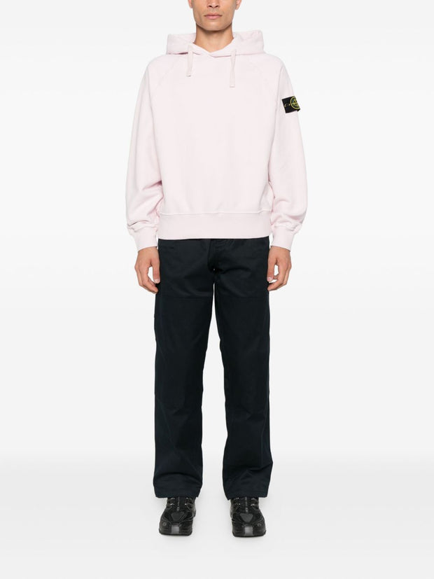 Stone Island Logo Cotton Hoodie - Pink