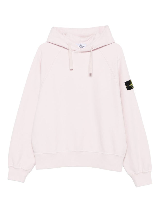 Stone Island Logo Cotton Hoodie - Pink