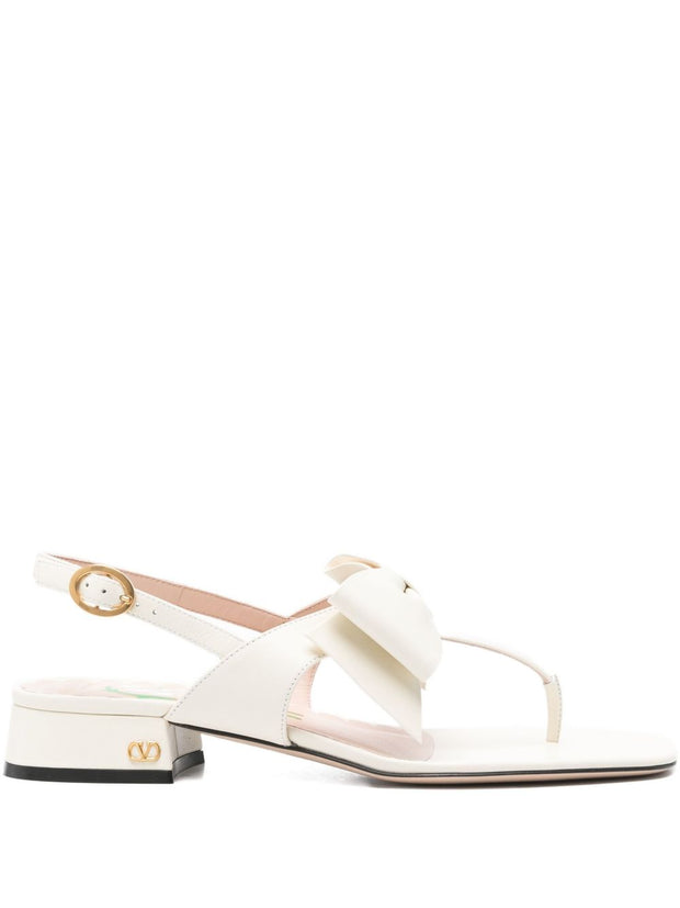 Valentino Garavani Bowow Leather Thong Sandals - Ivory