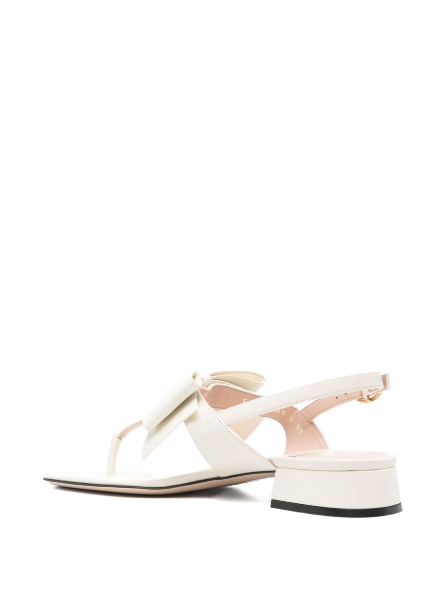 Valentino Garavani Bowow Leather Thong Sandals - Ivory