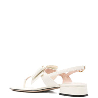 Valentino Garavani Bowow Leather Thong Sandals - Ivory