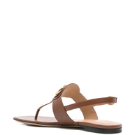 Valentino Garavani VLogo Signature Leather Thong Sandals - Leather Brown