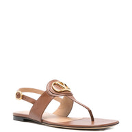 Valentino Garavani VLogo Signature Leather Thong Sandals - Leather Brown