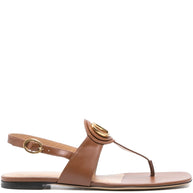 Valentino Garavani VLogo Signature Leather Thong Sandals - Leather Brown