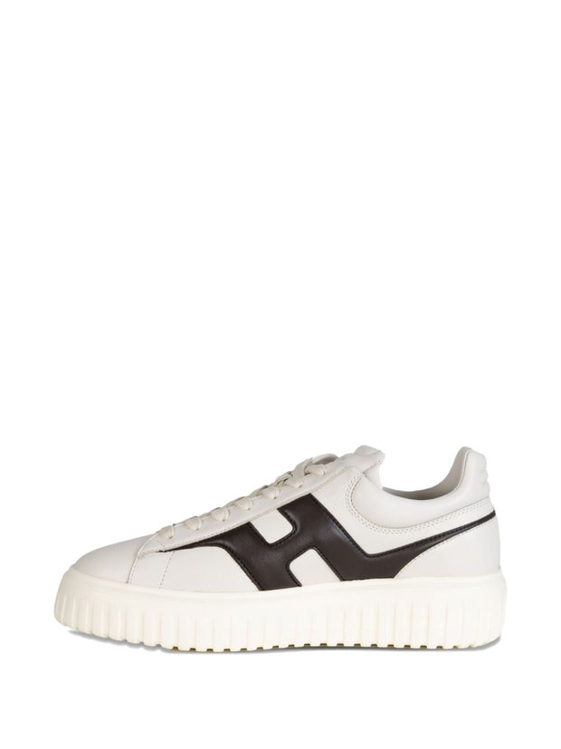 HOGAN PRE H-Stripes Leather Sneakers - Brown