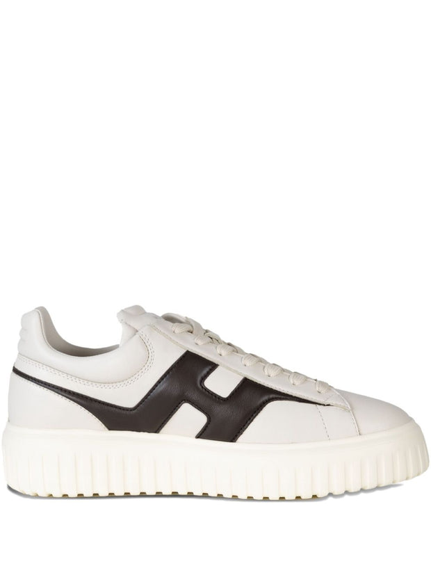 HOGAN PRE H-Stripes Leather Sneakers - Brown