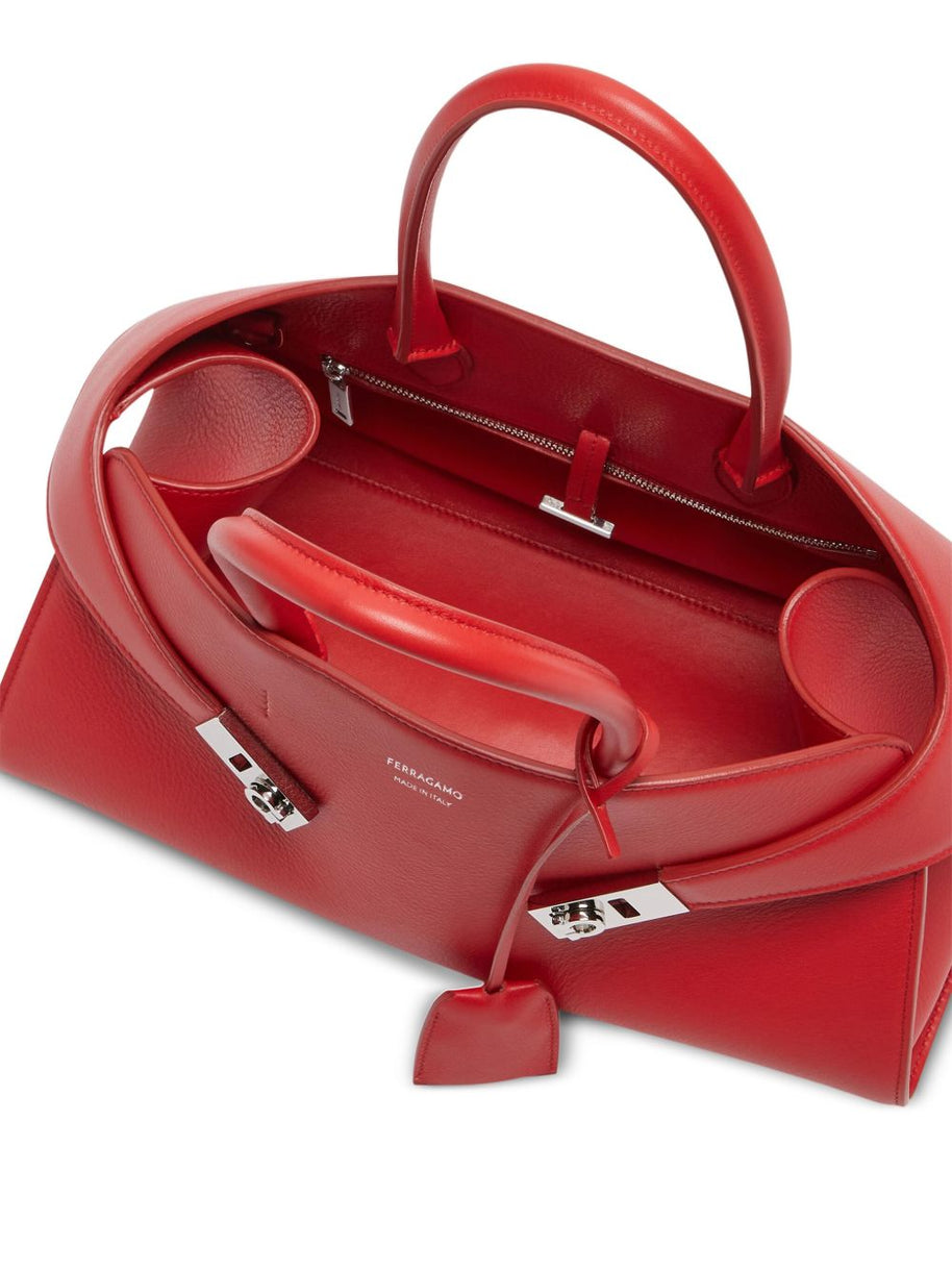 Ferragamo Hug Small Leather Tote Bag - Red