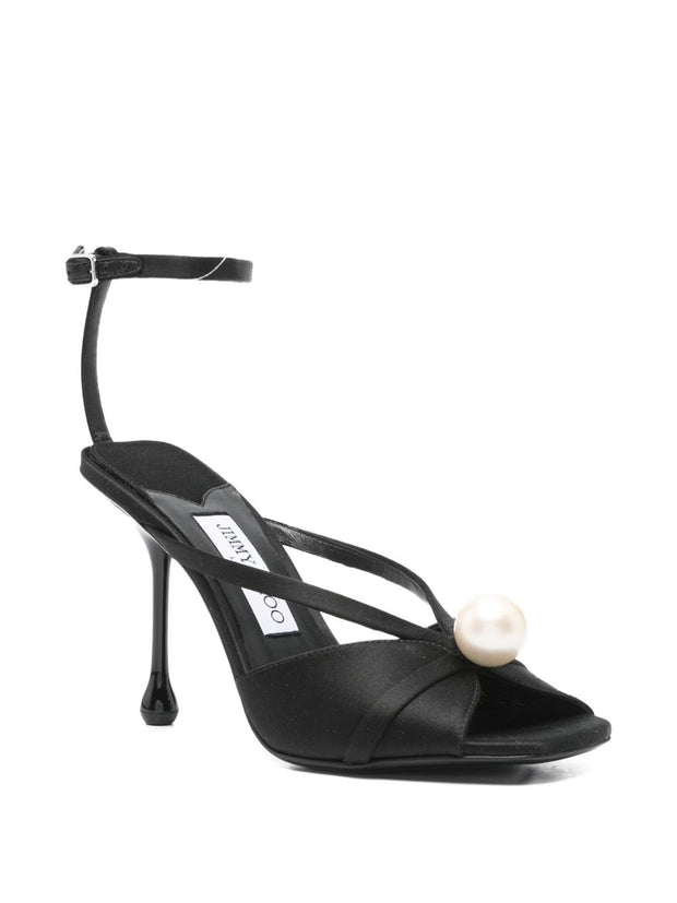 Jimmy Choo Siva 95 Satin Sandals - Black