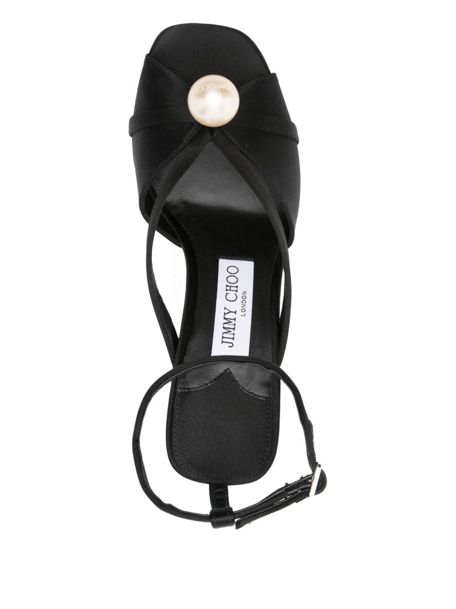 Jimmy Choo Siva 95 Satin Sandals - Black
