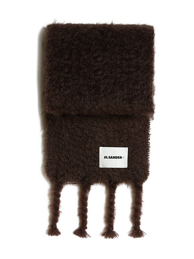 JIL SANDER PLUS Logo Wool Scarf - Bordeaux