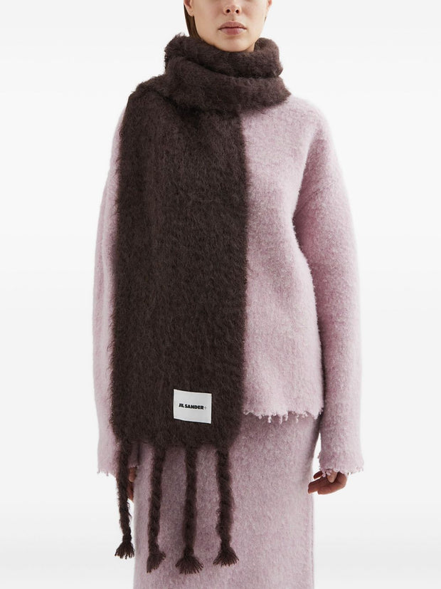 JIL SANDER PLUS Logo Wool Scarf - Bordeaux