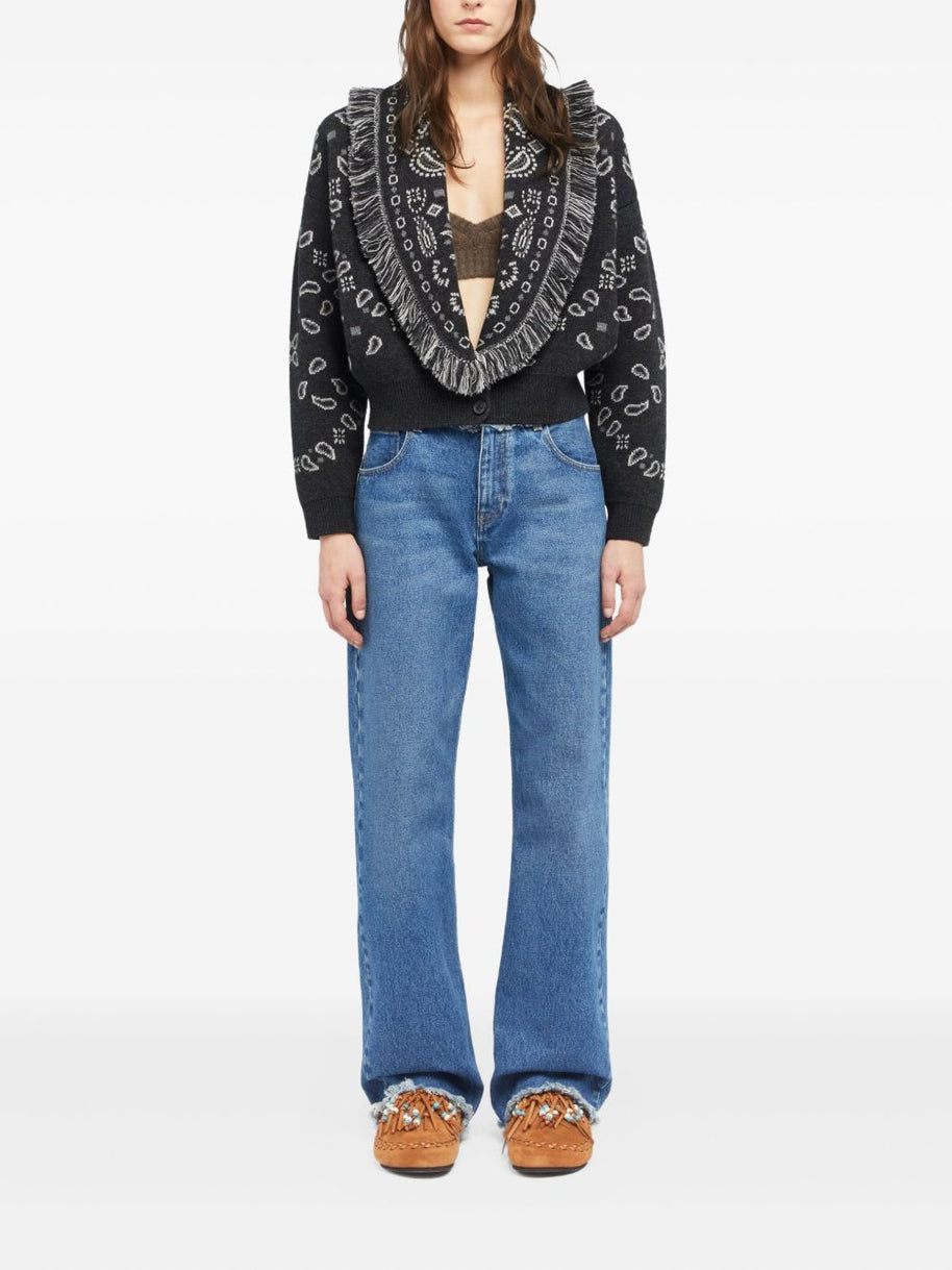 Alanui Bandana Wool And Cashmere Cardi-bomber - Grey