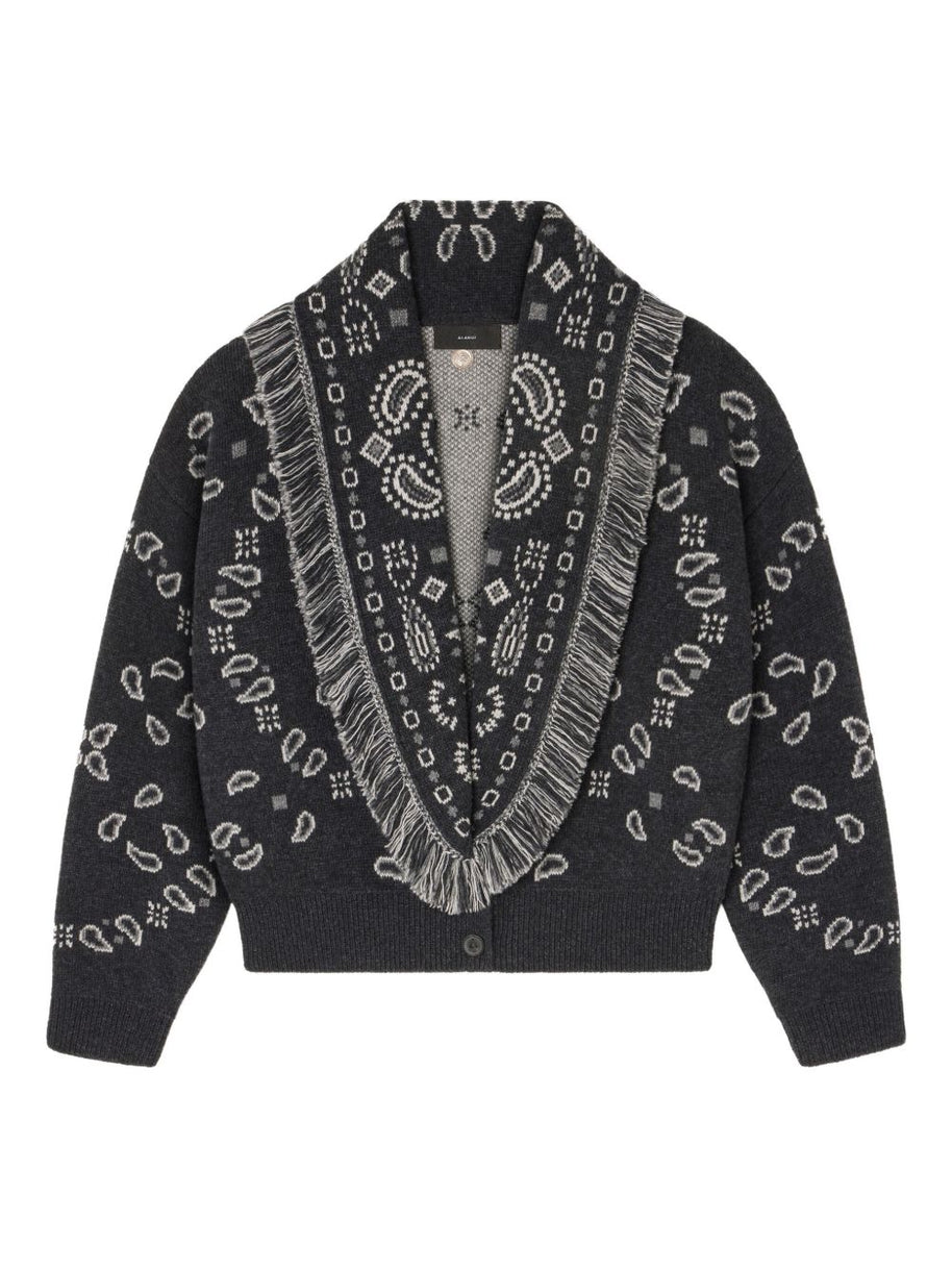Alanui Bandana Wool And Cashmere Cardi-bomber - Grey