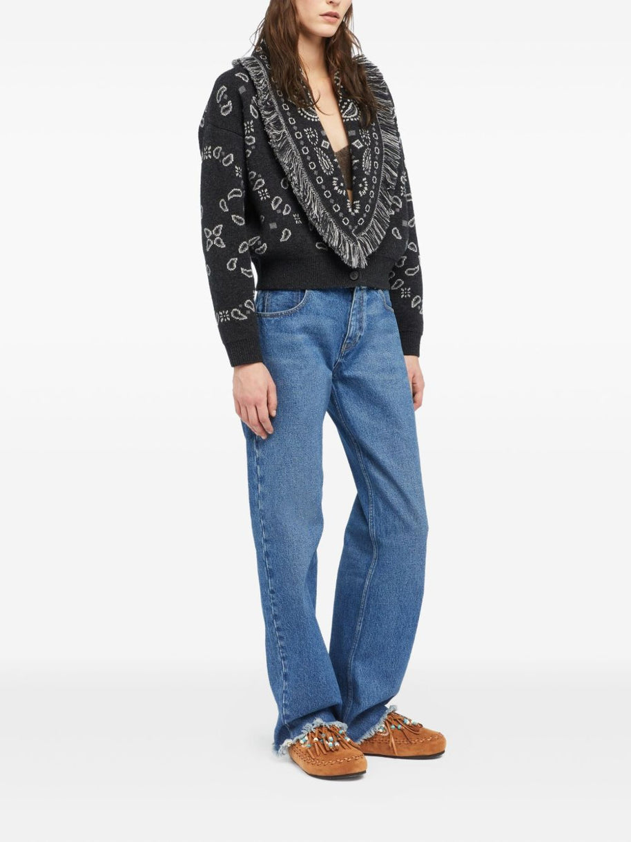 Alanui Bandana Wool And Cashmere Cardi-bomber - Grey