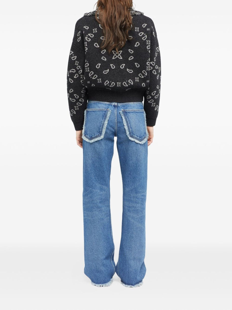 Alanui Bandana Wool And Cashmere Cardi-bomber - Grey