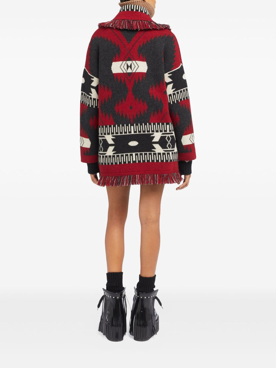 Alanui Icon Jacquard Cashmere Cardigan - Red
