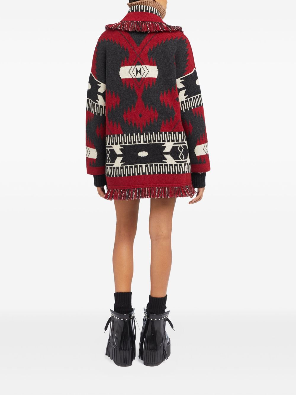 Alanui Icon Jacquard Cashmere Cardigan - Red