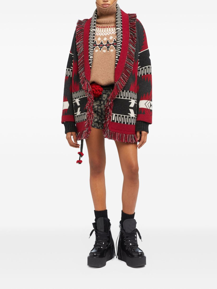 Alanui Icon Jacquard Cashmere Cardigan - Red