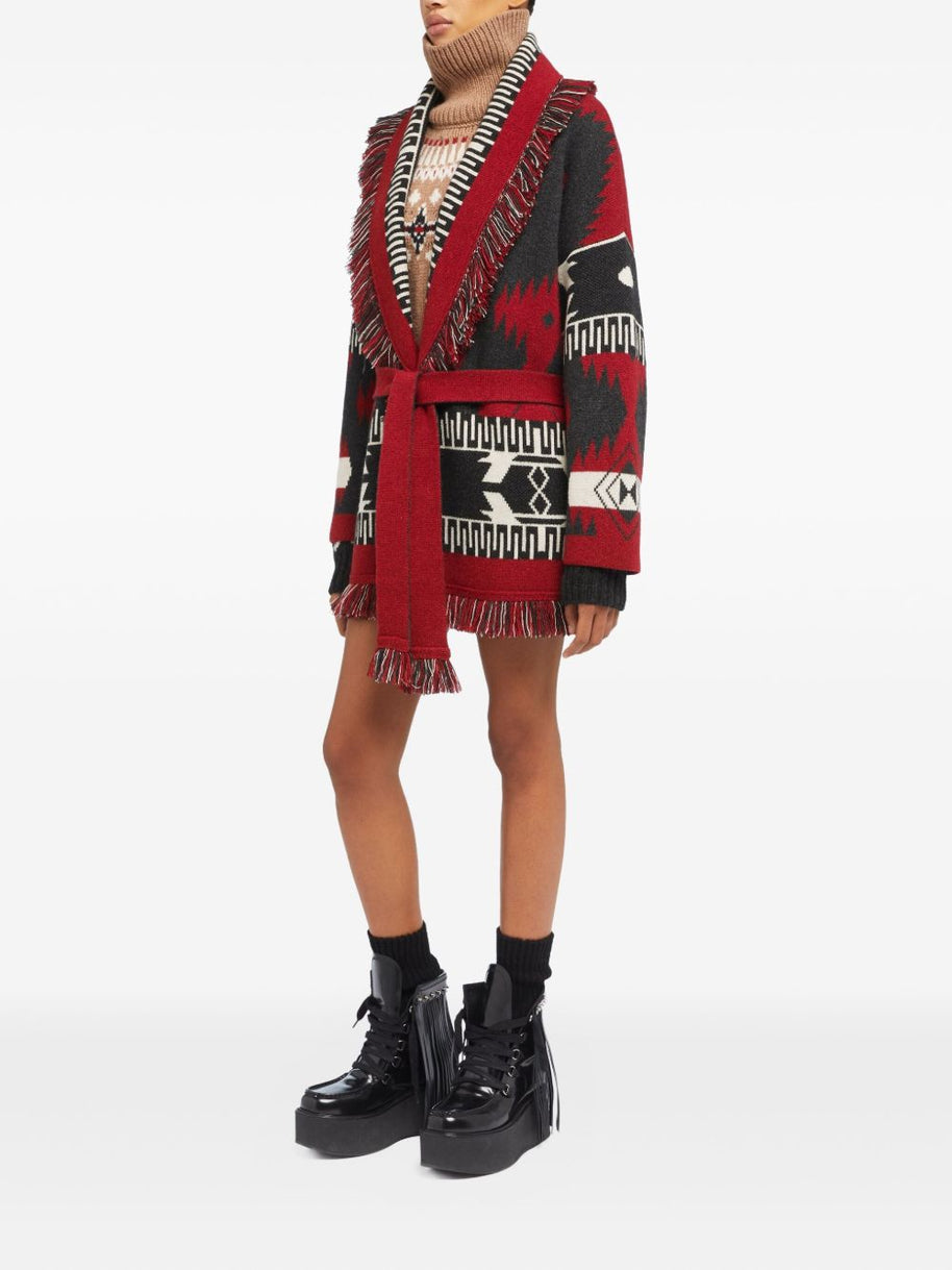 Alanui Icon Jacquard Cashmere Cardigan - Red
