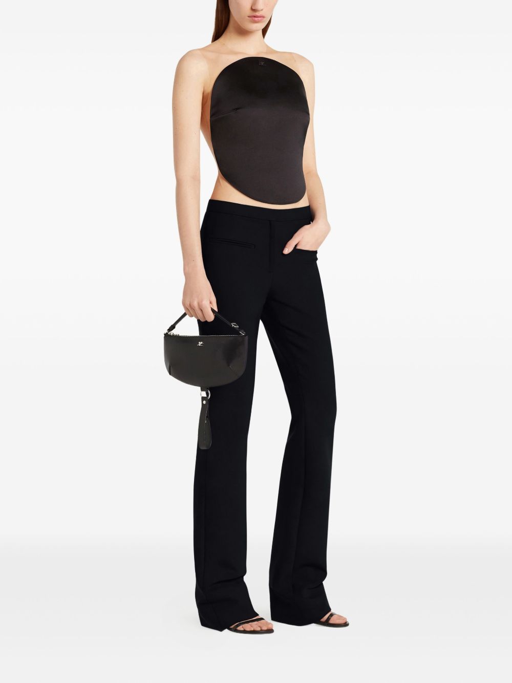 Courreges Pre Half-moon Leather Shoulder Bag