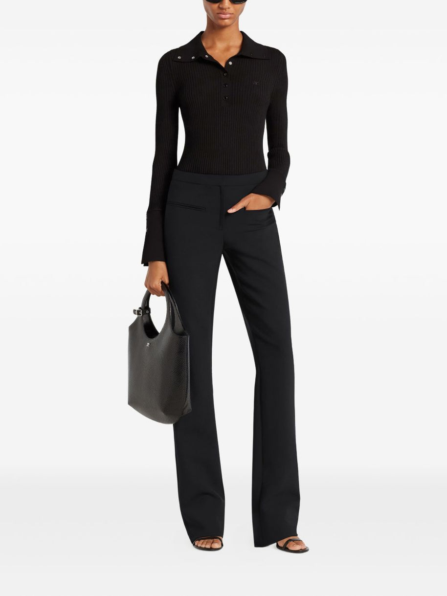COURREGES PRE Ribbed Polo Shirt - Black