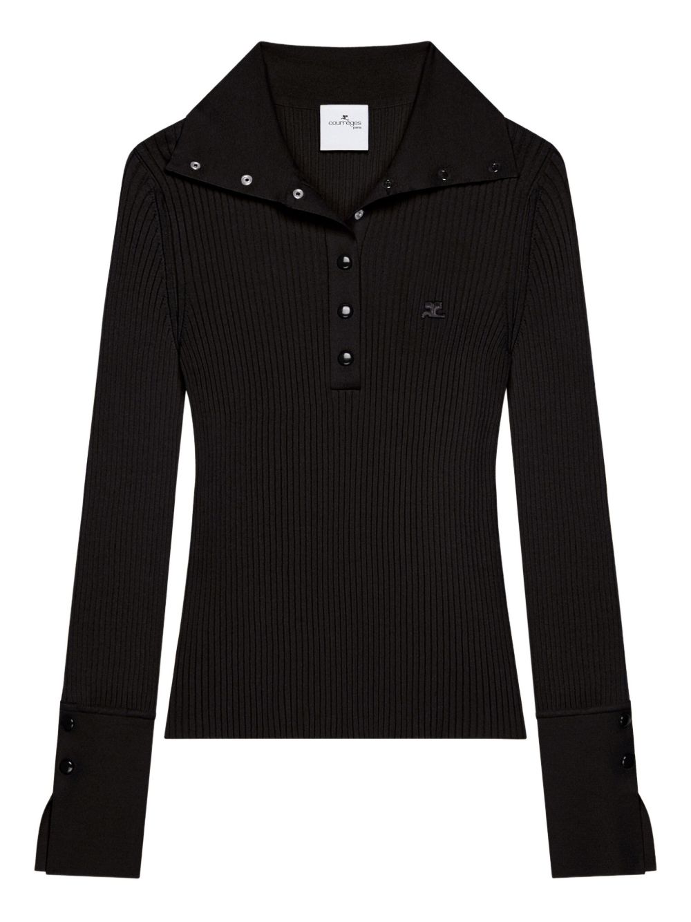 COURREGES PRE Ribbed Polo Shirt - Black