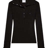 COURREGES PRE Ribbed Polo Shirt - Black