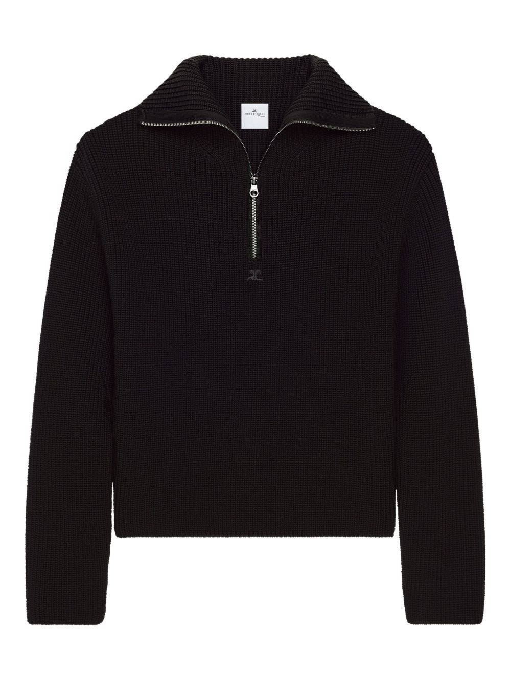 COURREGES PRE Zipped Wool Sweater - Black