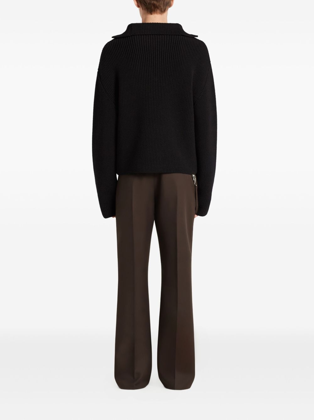 COURREGES PRE Zipped Wool Sweater - Black