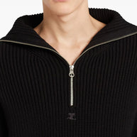 COURREGES PRE Zipped Wool Sweater - Black