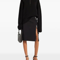 COURREGES PRE Zipped Wool Sweater - Black