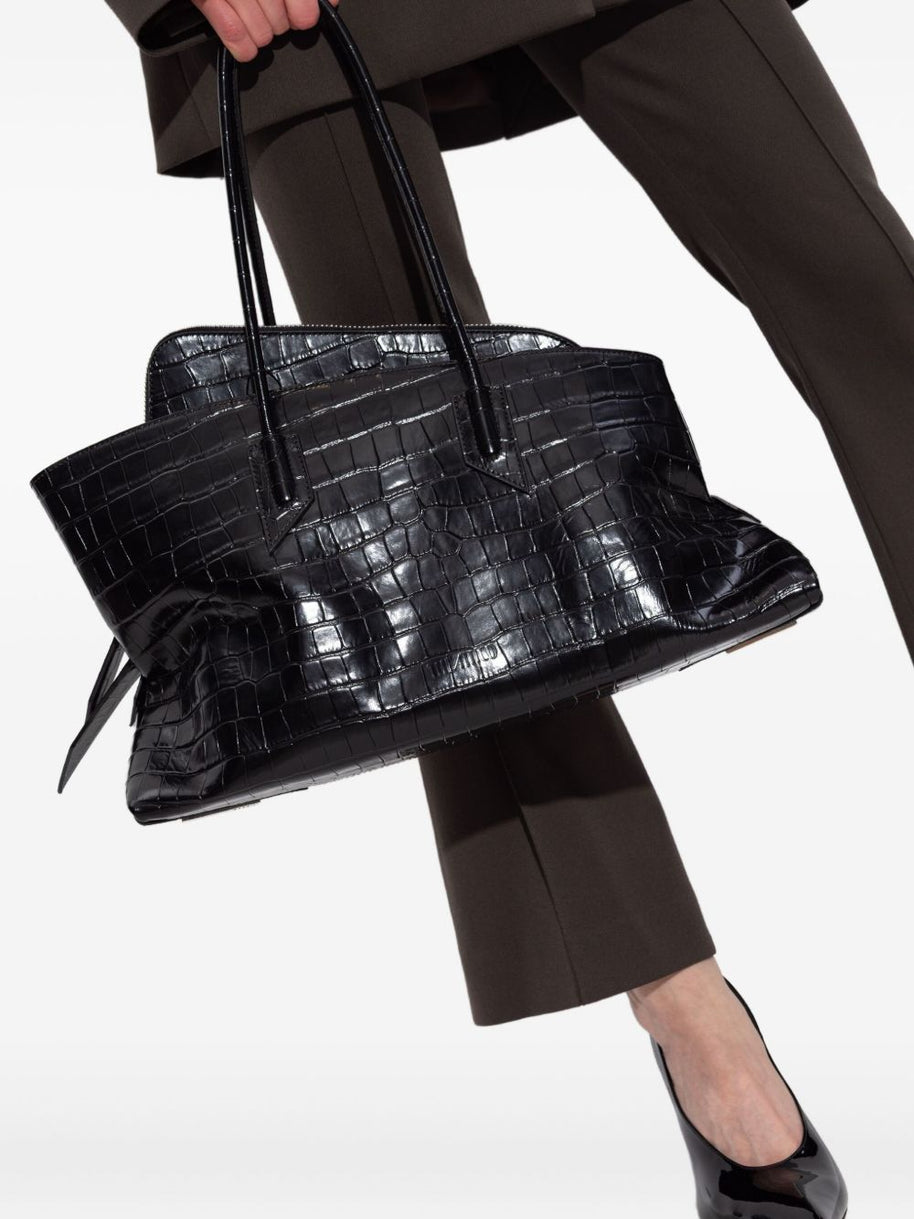 The Attico Crocodile-effect La Passeggiata Medium Leather Shoulder Bag
