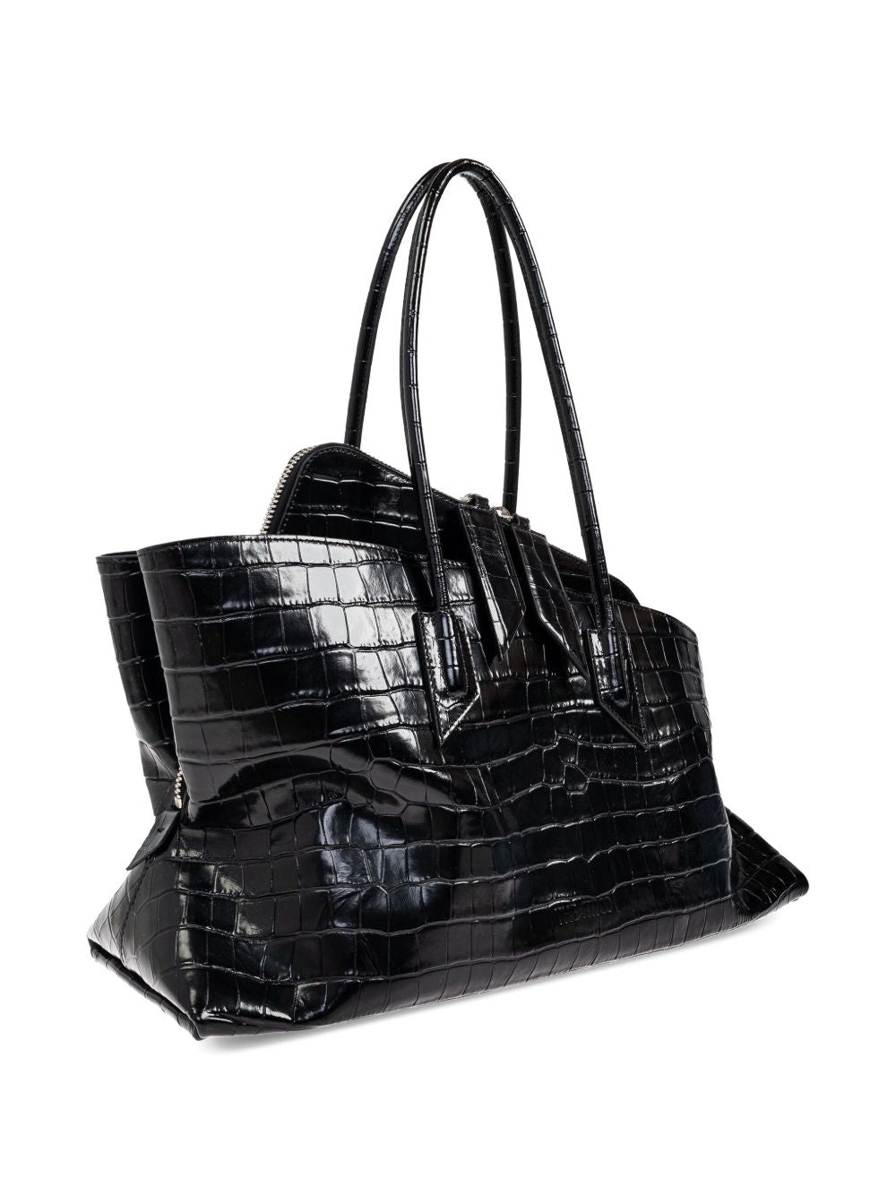 The Attico Crocodile-effect La Passeggiata Medium Leather Shoulder Bag