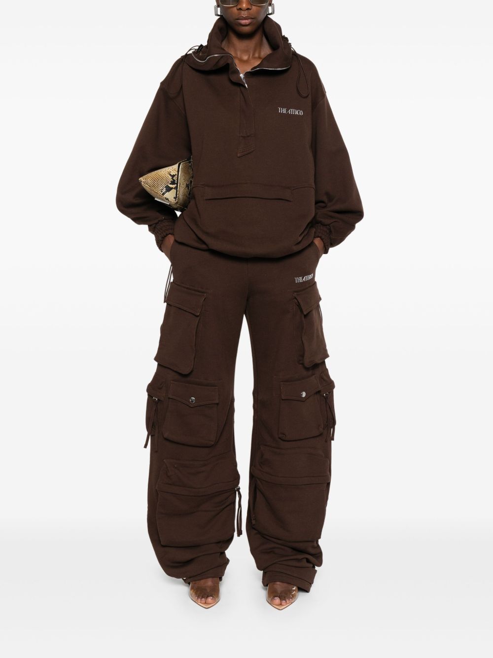 The Attico Logo Cotton Sweatshirt - Brown
