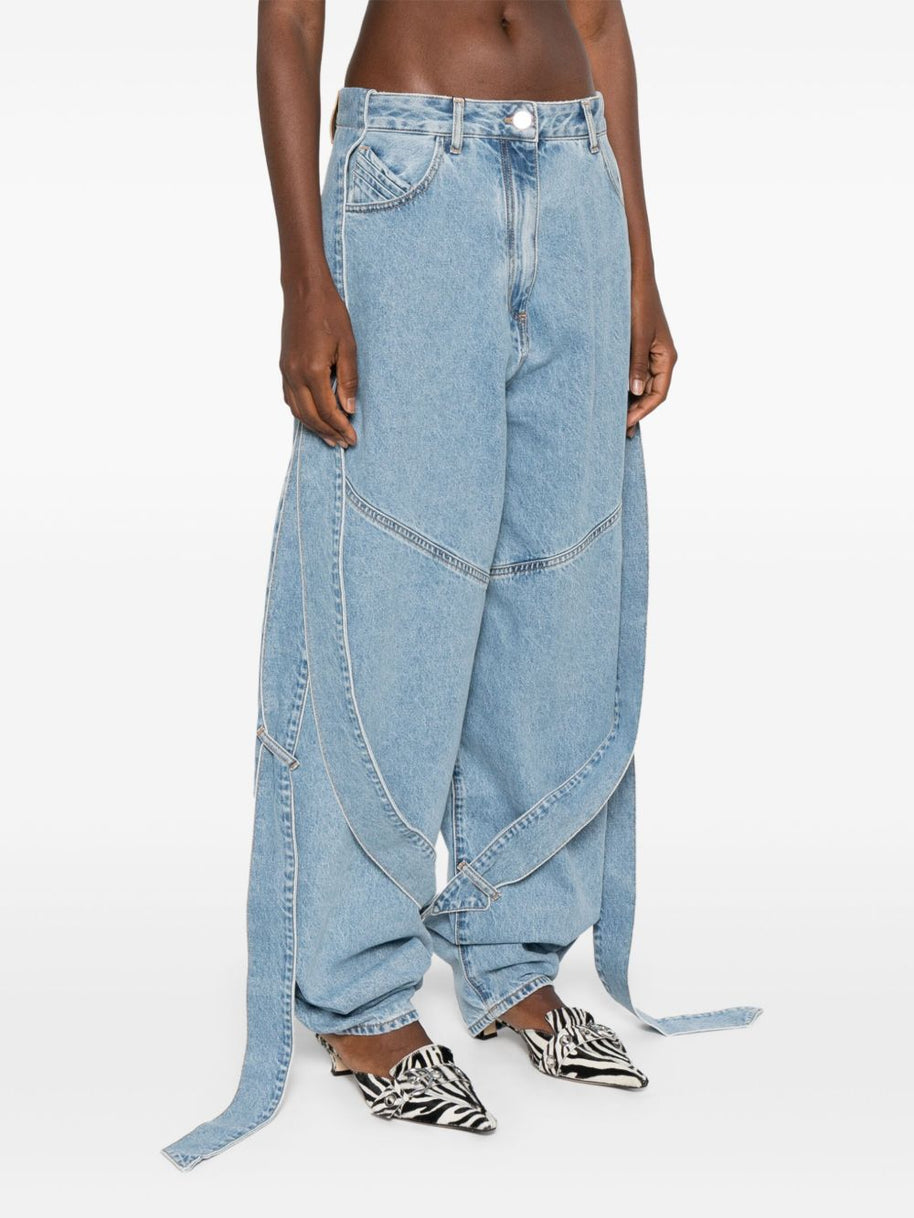 The Attico Wide-leg Denim Jeans - Clear Blue
