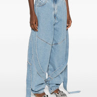 The Attico Wide-leg Denim Jeans - Clear Blue