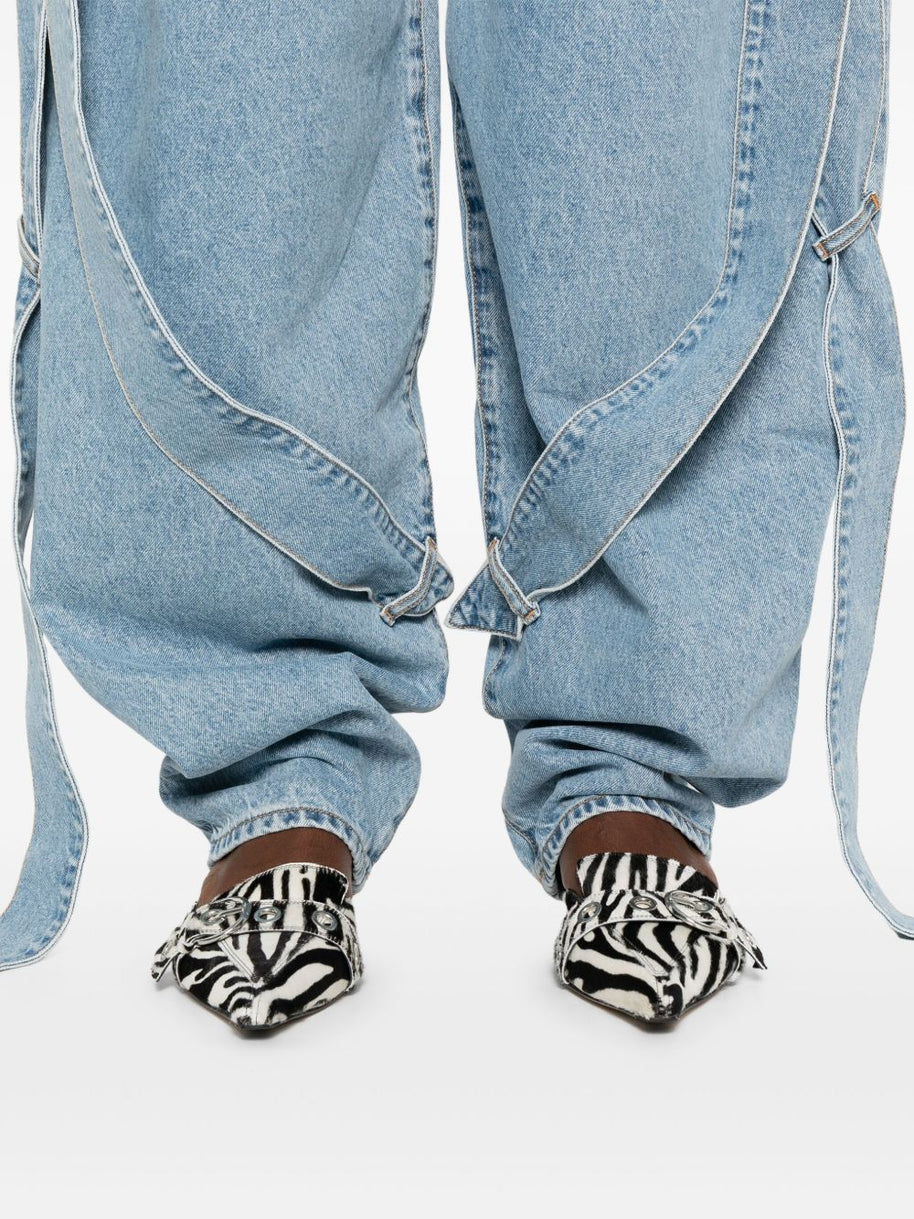 The Attico Wide-leg Denim Jeans - Clear Blue