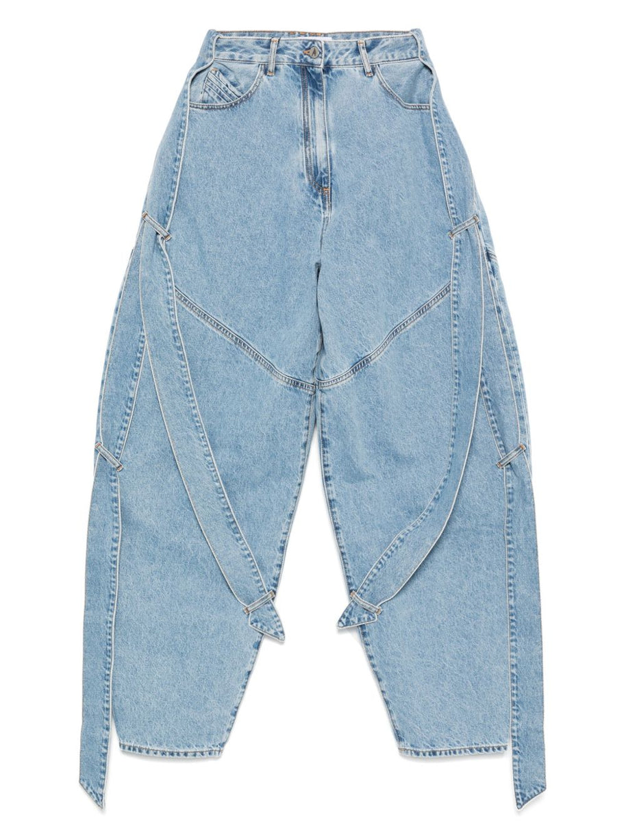 The Attico Wide-leg Denim Jeans - Clear Blue
