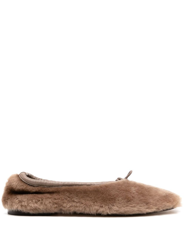 HEREU Puntera Shearling Ballets - Dove Grey