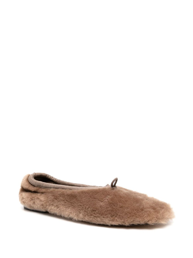HEREU Puntera Shearling Ballets - Dove Grey