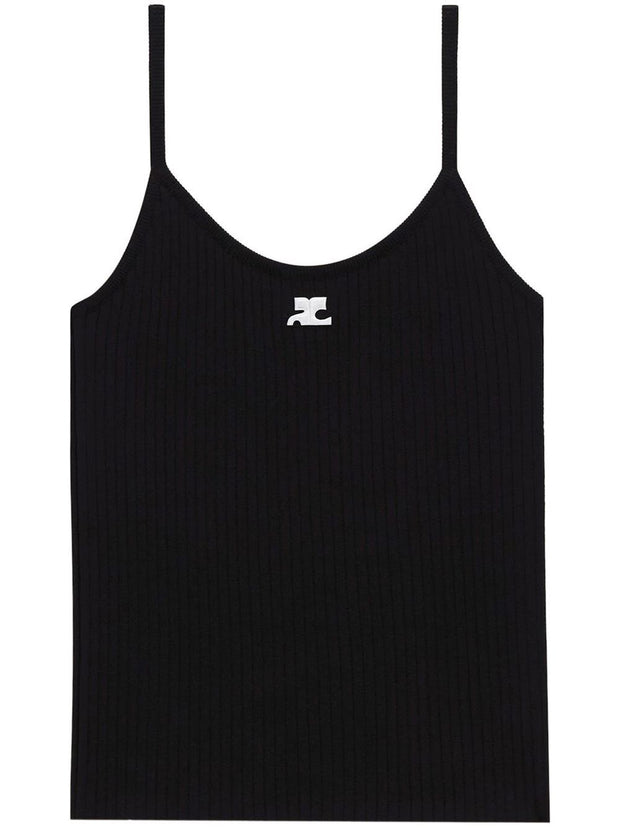 COURREGES RE-EDITION Logo Knitted Tank Top - Black